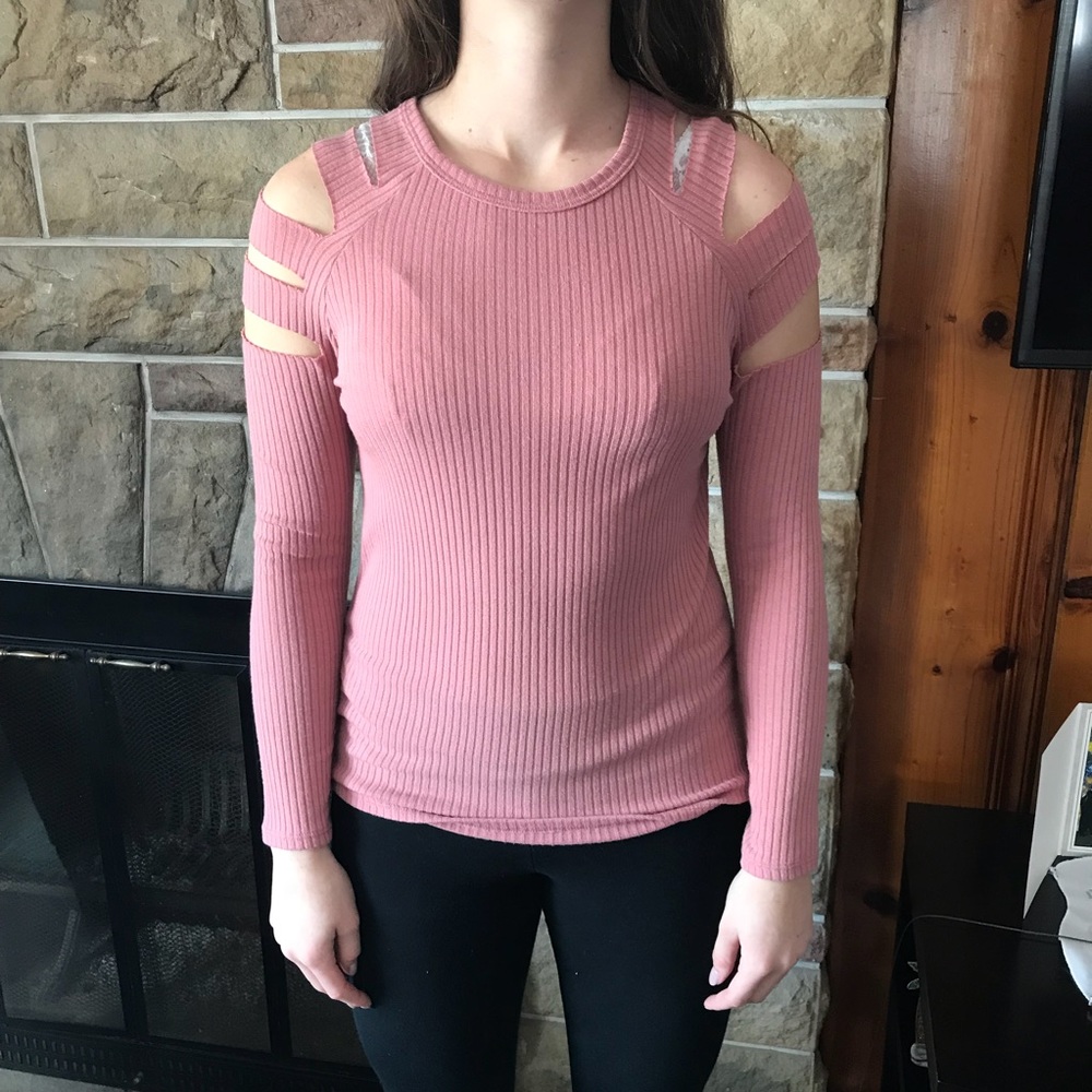 Pink Cutout long sleeve shirt
